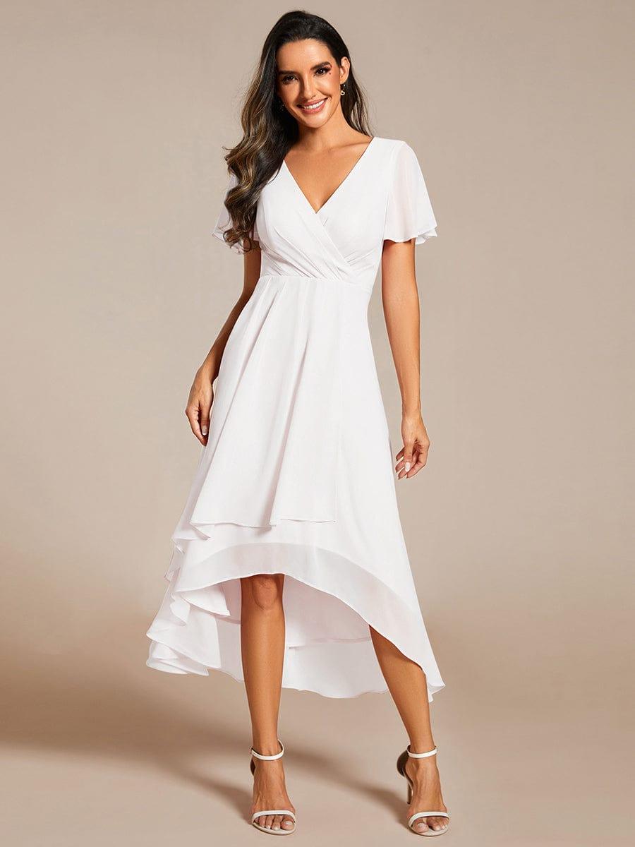 ever LARK|Chiffon Elegance Short Sleeve High-Low Wedding Guest Dress