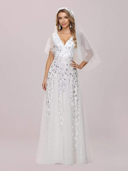 Robe Longue de Soirée Éclatante à Volants et Col en V Romantique