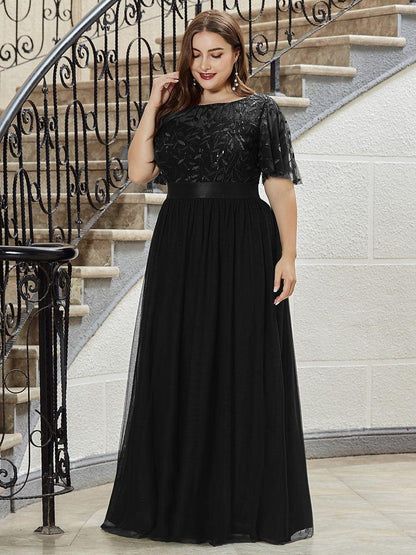 ever SAPHIR|Robes de cérémonie longues à manches courtes et broderies A-Line