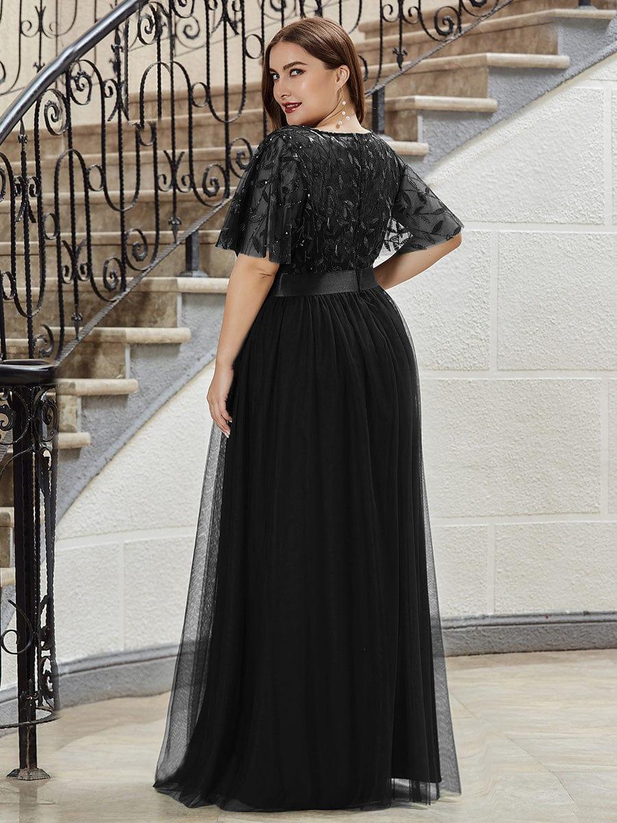 ever SAPHIR|Women's A-Line Short Sleeve Embroidery Floor Length Wedding Guest Dresses