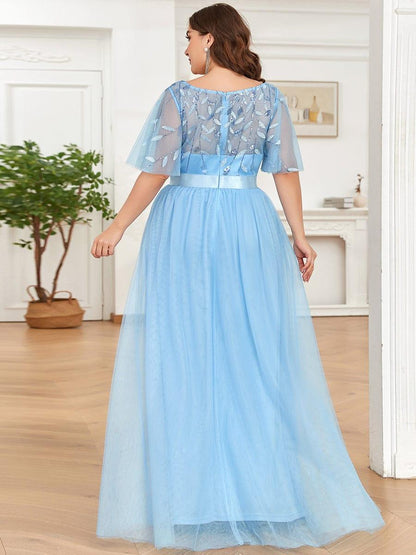 ever SAPHIR|Women's A-Line Short Sleeve Embroidery Floor Length Wedding Guest Dresses