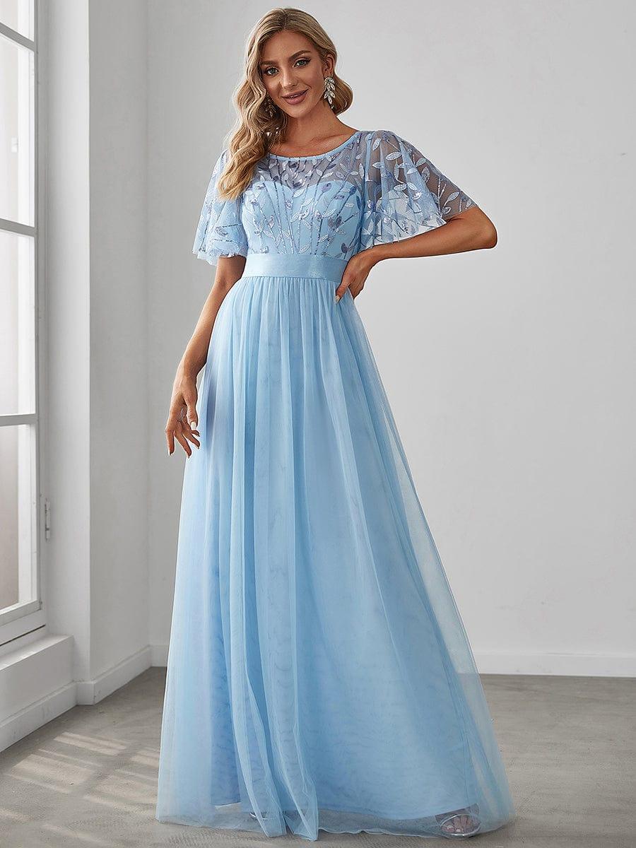 ever SAPHIR|Robes de cérémonie longues à manches courtes et broderies A-Line