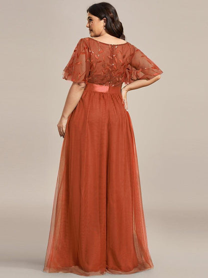 ever SAPHIR|Women's A-Line Short Sleeve Embroidery Floor Length Wedding Guest Dresses