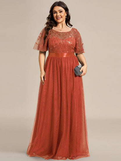 ever SAPHIR|Robes de cérémonie longues à manches courtes et broderies A-Line