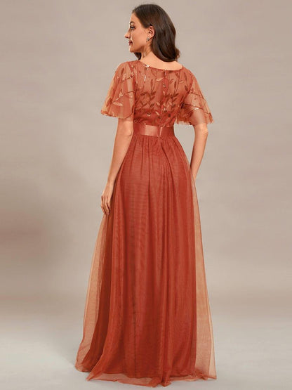 ever SAPHIR|Robes de cérémonie longues à manches courtes et broderies A-Line