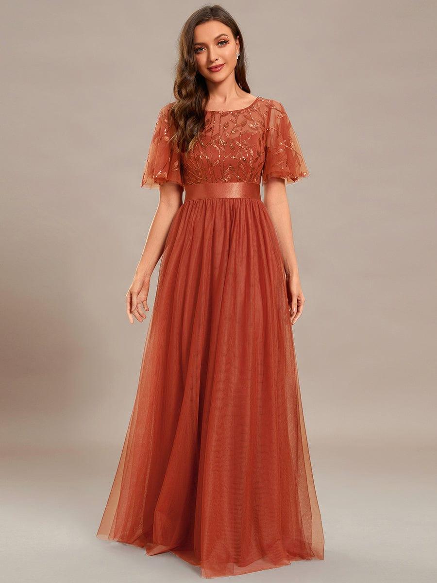 ever SAPHIR|Robes de cérémonie longues à manches courtes et broderies A-Line