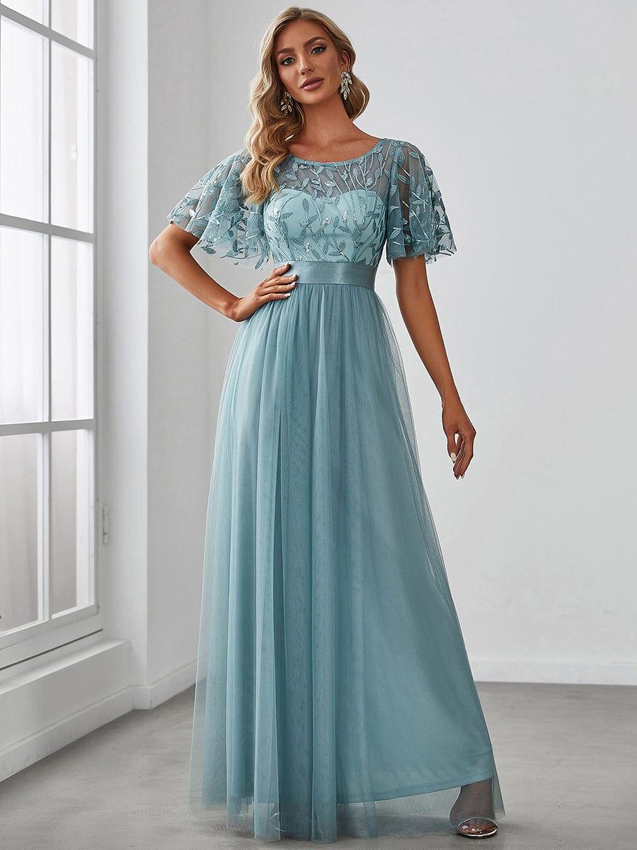 ever SAPHIR|Robes de cérémonie longues à manches courtes et broderies A-Line