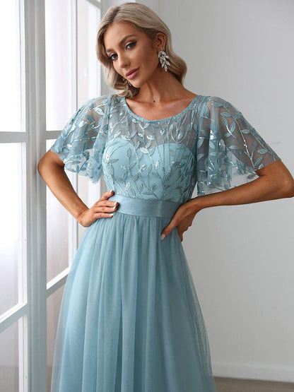 ever SAPHIR|Robes de cérémonie longues à manches courtes et broderies A-Line