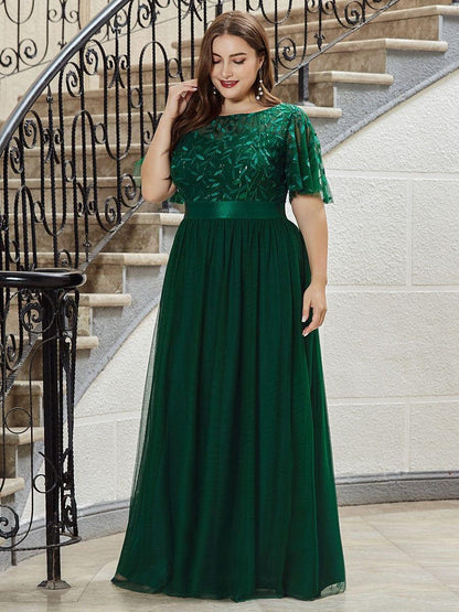 ever SAPHIR|Robes de cérémonie longues à manches courtes et broderies A-Line