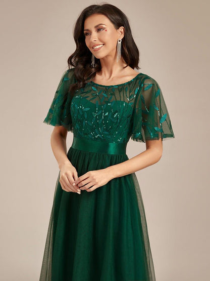 ever SAPHIR|Robes de cérémonie longues à manches courtes et broderies A-Line