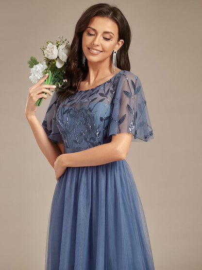 ever SAPHIR|Robes de cérémonie longues à manches courtes et broderies A-Line