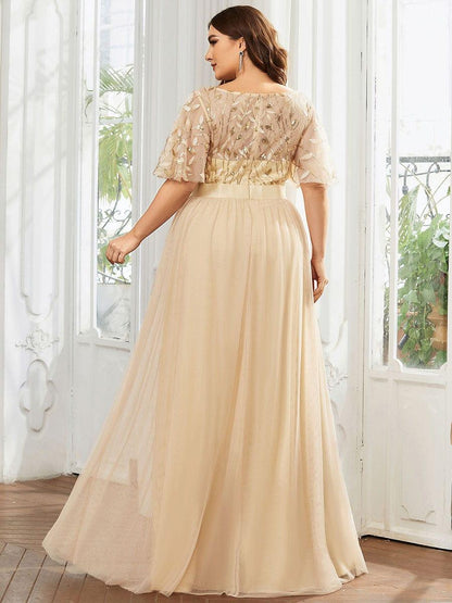 ever SAPHIR|Robes de cérémonie longues à manches courtes et broderies A-Line