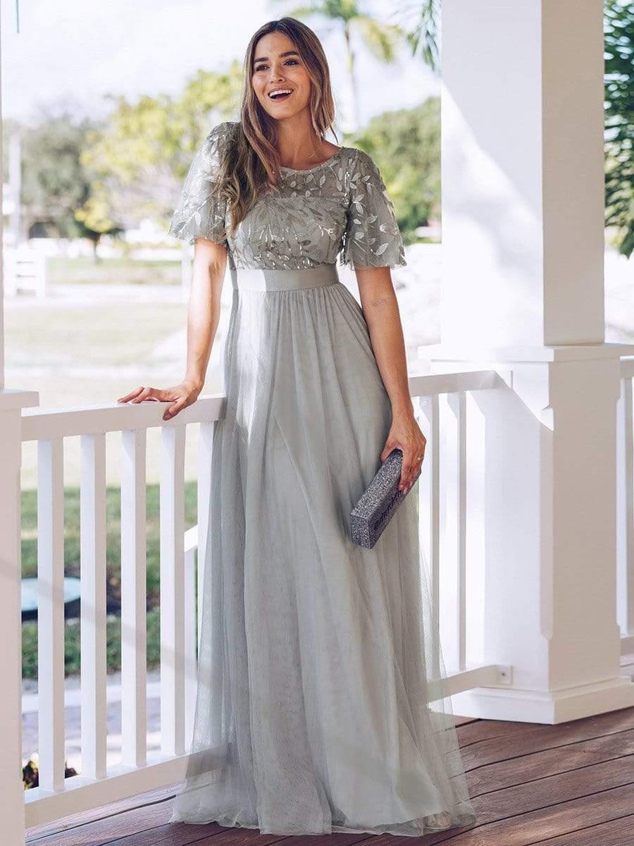 ever SAPHIR|Robes de cérémonie longues à manches courtes et broderies A-Line
