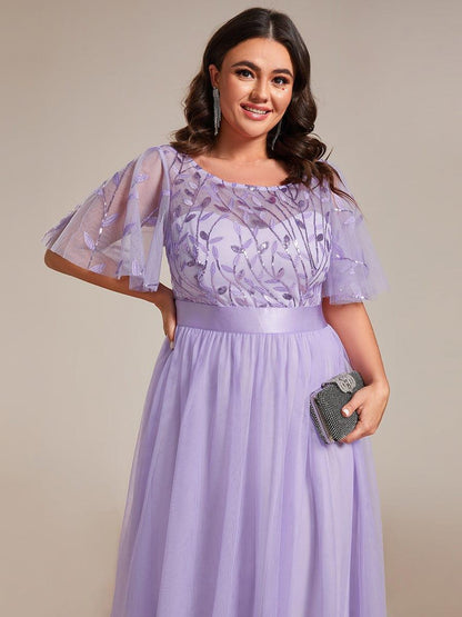 ever SAPHIR|Women's A-Line Short Sleeve Embroidery Floor Length Wedding Guest Dresses