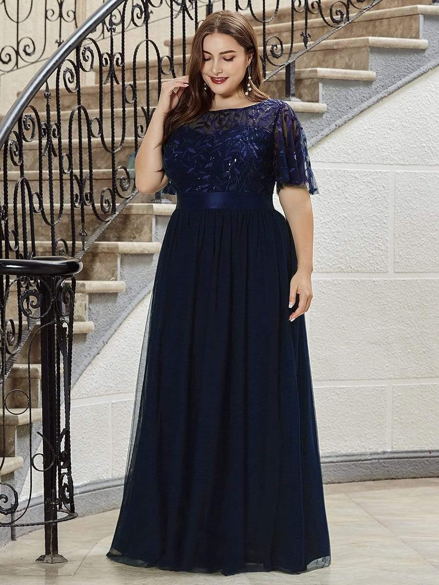 ever SAPHIR|Robes de cérémonie longues à manches courtes et broderies A-Line