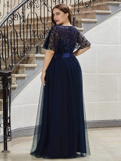 ever SAPHIR|Robes de cérémonie longues à manches courtes et broderies A-Line