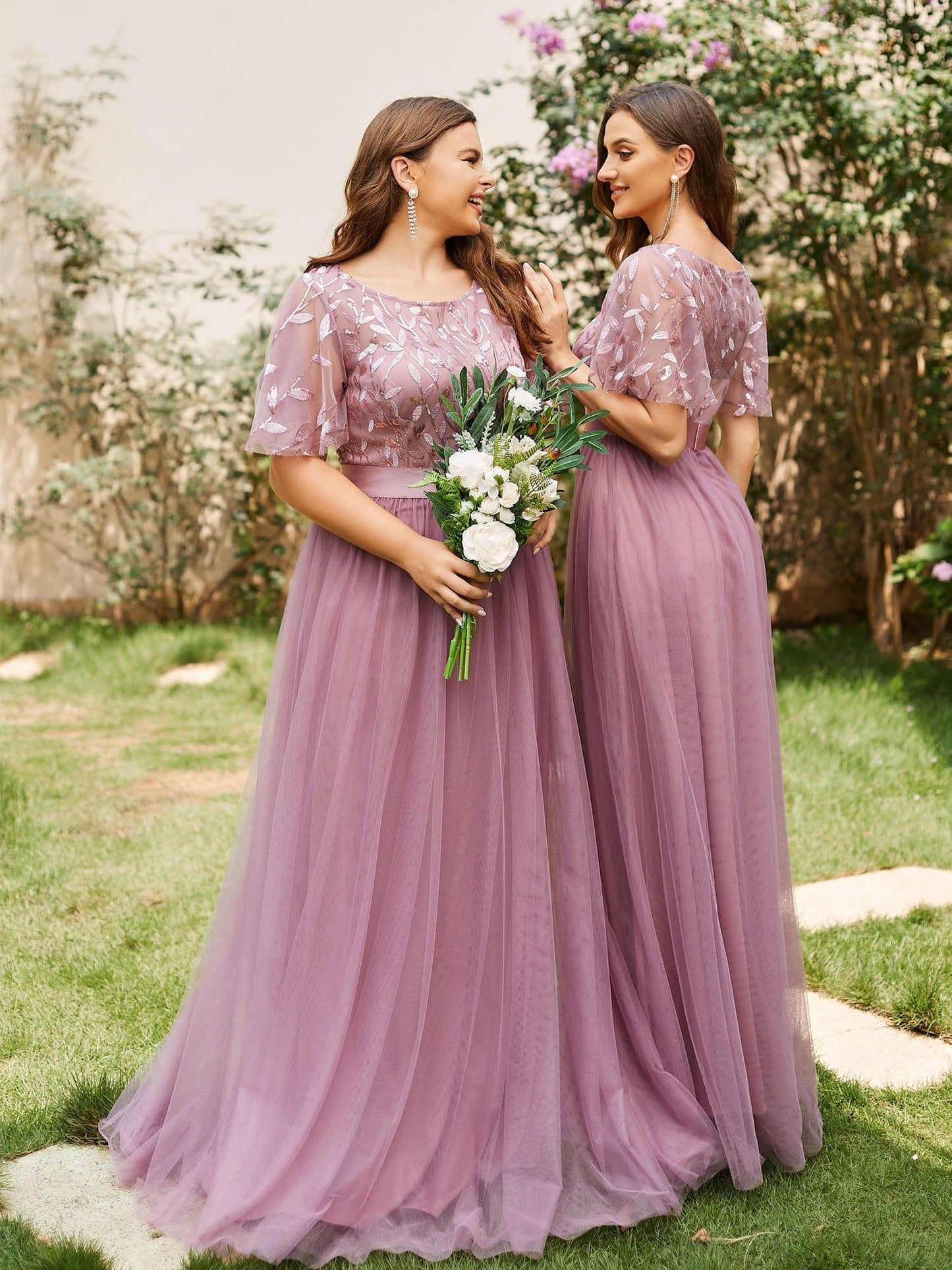 ever SAPHIR|Robes de cérémonie longues à manches courtes et broderies A-Line