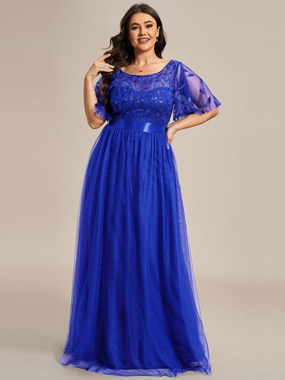 ever SAPHIR|Robes de cérémonie longues à manches courtes et broderies A-Line