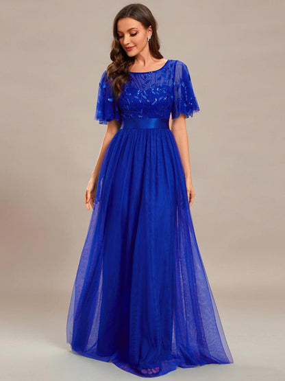 ever SAPHIR|Robes de cérémonie longues à manches courtes et broderies A-Line