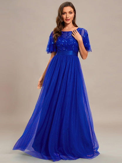 ever SAPHIR|Robes de cérémonie longues à manches courtes et broderies A-Line