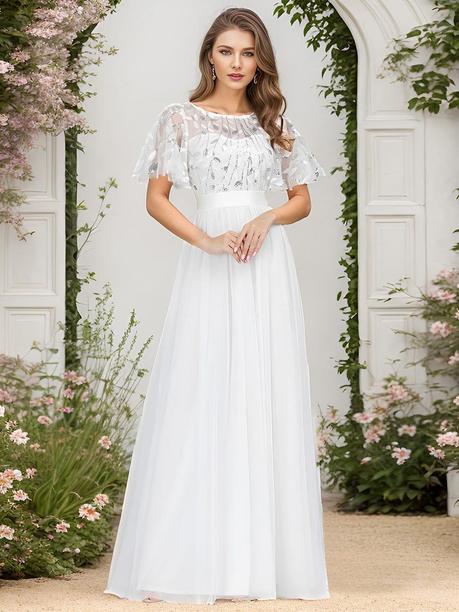 ever SAPHIR|Women's A-Line Short Sleeve Embroidery Floor Length Wedding Guest Dresses