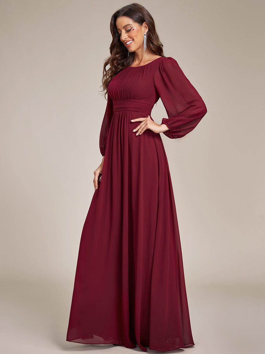ever CELESTE|Chiffon Long Sleeve Pleated Floor Length Dress