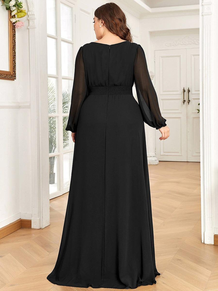 ever CELESTE|Chiffon Long Sleeve Pleated Floor Length Dress