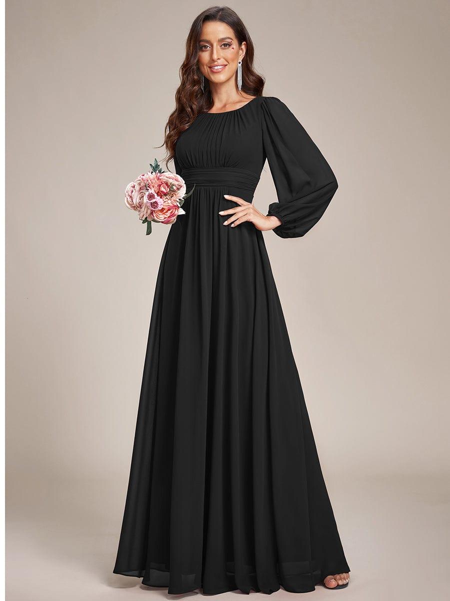 ever CELESTE|Chiffon Long Sleeve Pleated Floor Length Dress