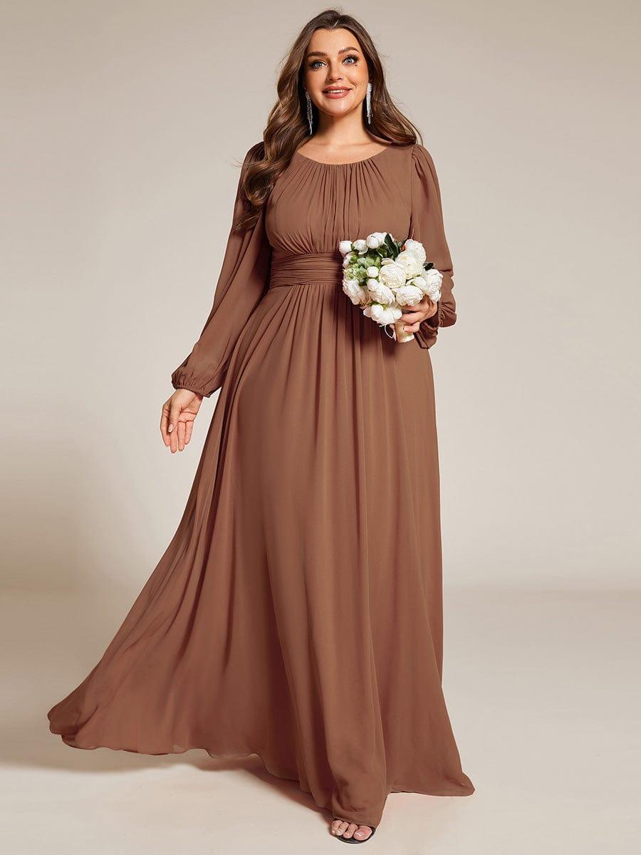 ever CELESTE|Chiffon Long Sleeve Pleated Floor Length Dress