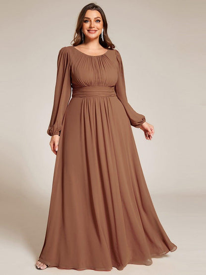 ever CELESTE|Chiffon Long Sleeve Pleated Floor Length Dress