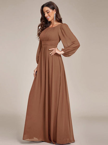 ever CELESTE|Chiffon Long Sleeve Pleated Floor Length Dress