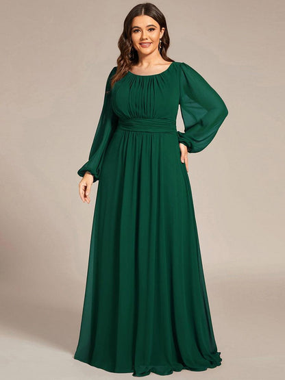 ever CELESTE|Chiffon Long Sleeve Pleated Floor Length Dress
