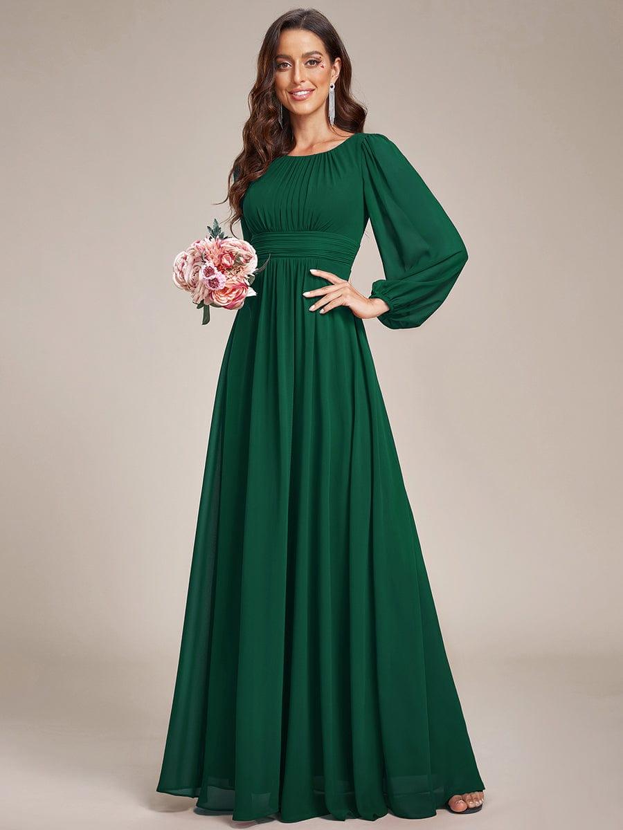 ever CELESTE|Chiffon Long Sleeve Pleated Floor Length Dress
