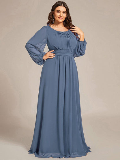 ever CELESTE|Chiffon Long Sleeve Pleated Floor Length Dress