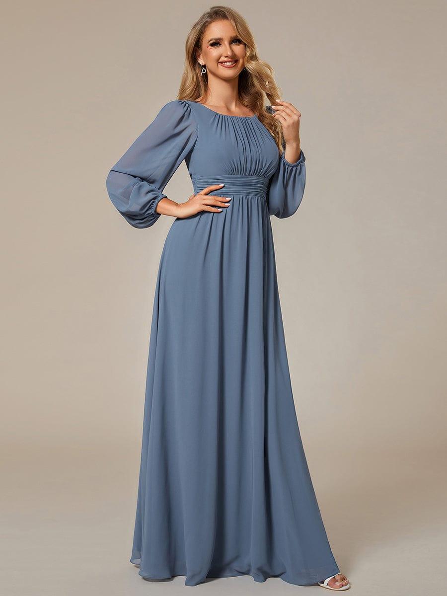 ever CELESTE|Chiffon Long Sleeve Pleated Floor Length Dress