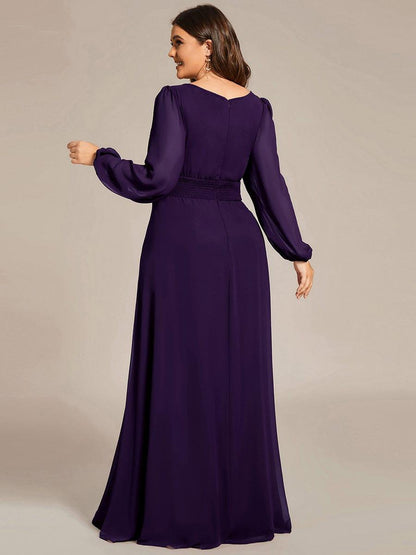 ever CELESTE|Chiffon Long Sleeve Pleated Floor Length Dress