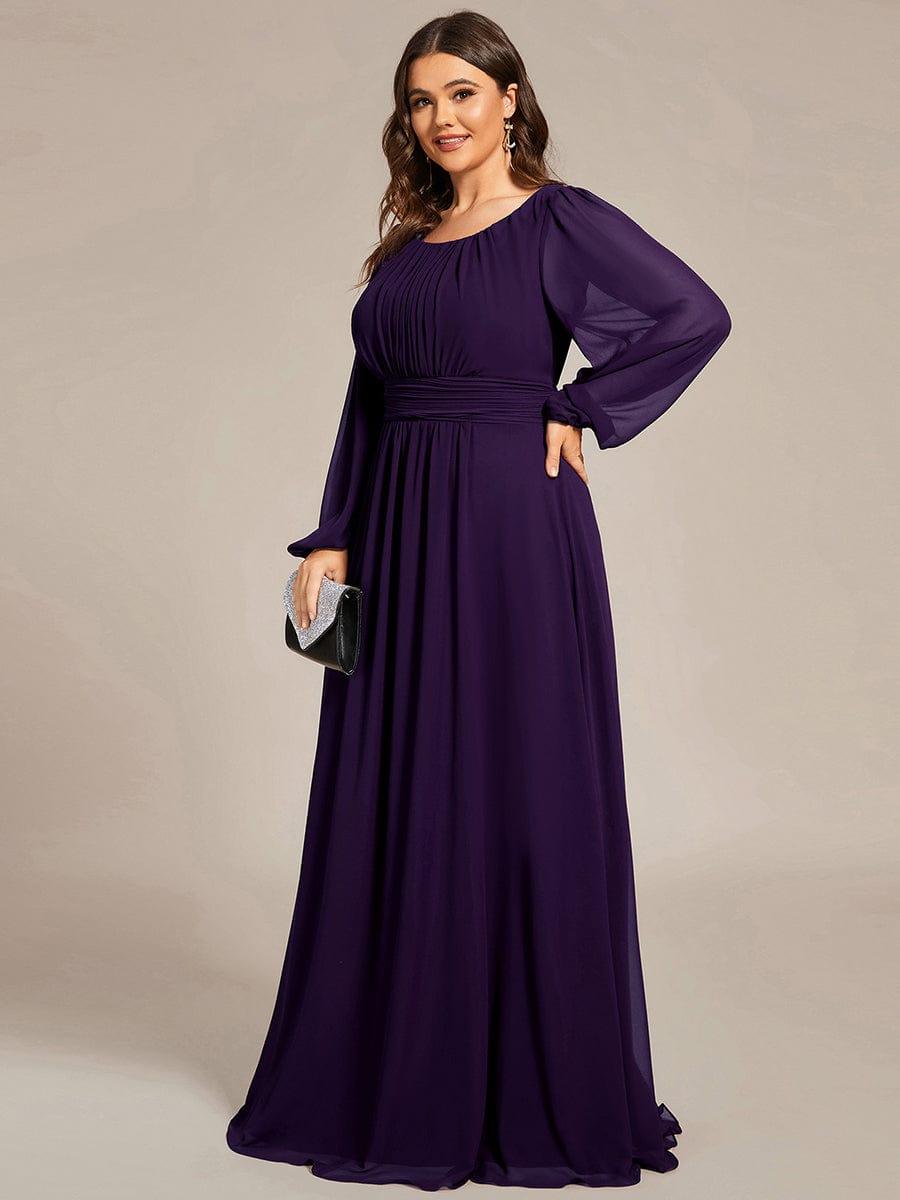 ever CELESTE|Chiffon Long Sleeve Pleated Floor Length Dress