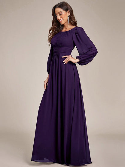 ever CELESTE|Chiffon Long Sleeve Pleated Floor Length Dress