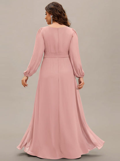 ever CELESTE|Chiffon Long Sleeve Pleated Floor Length Dress
