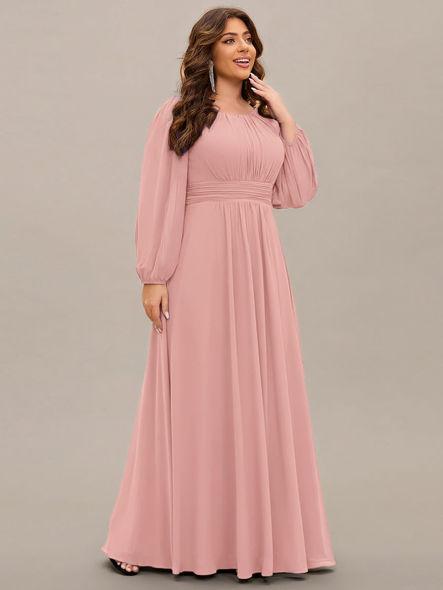 ever CELESTE|Chiffon Long Sleeve Pleated Floor Length Dress