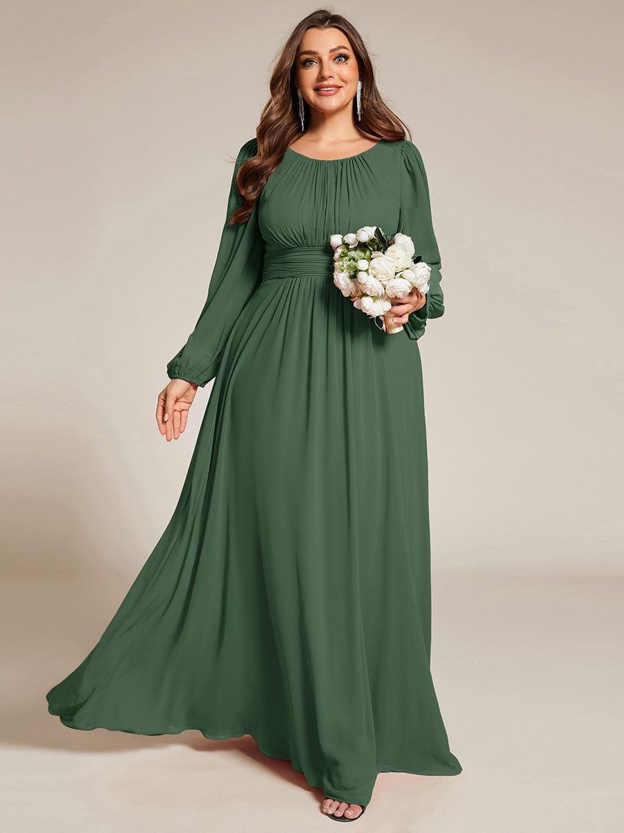 ever CELESTE|Chiffon Long Sleeve Pleated Floor Length Dress