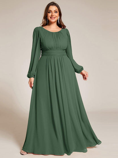 ever CELESTE|Chiffon Long Sleeve Pleated Floor Length Dress