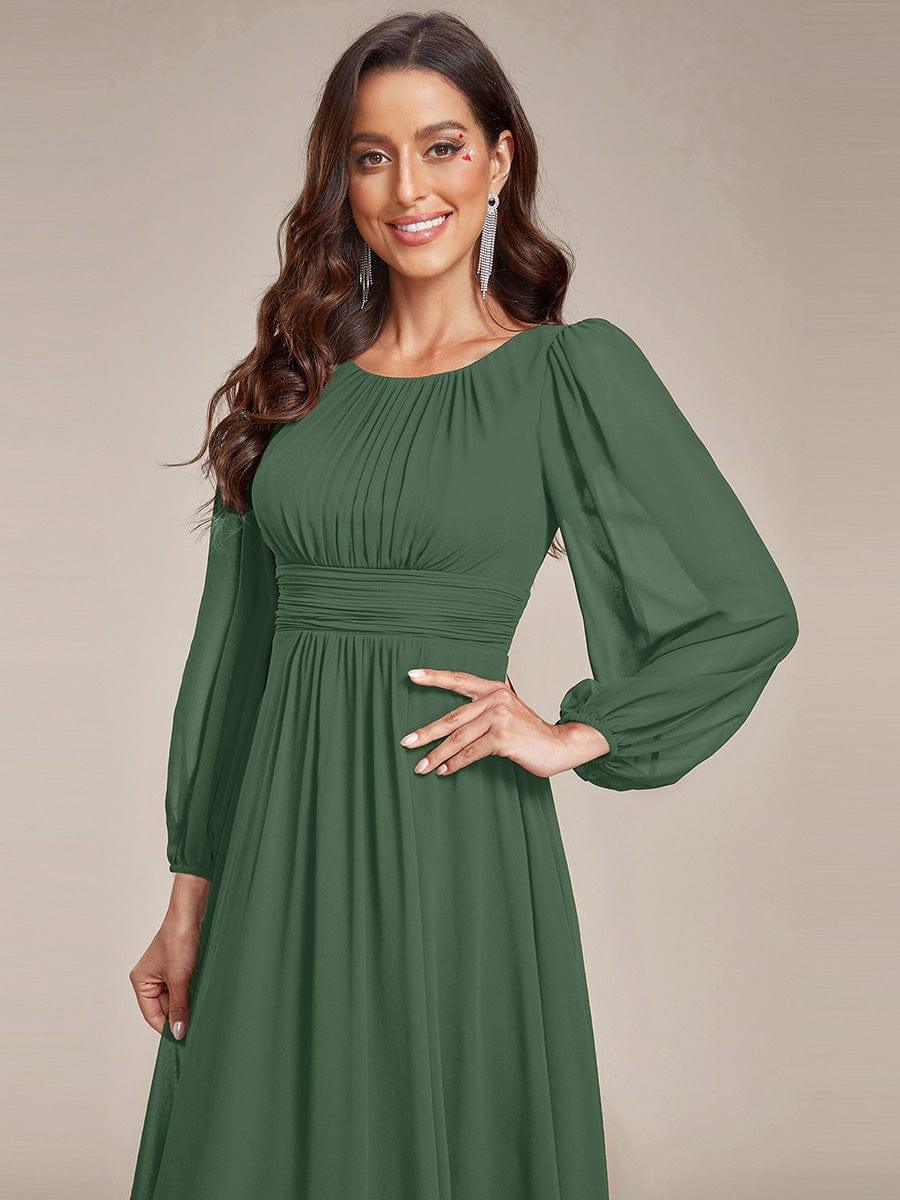 ever CELESTE|Chiffon Long Sleeve Pleated Floor Length Dress