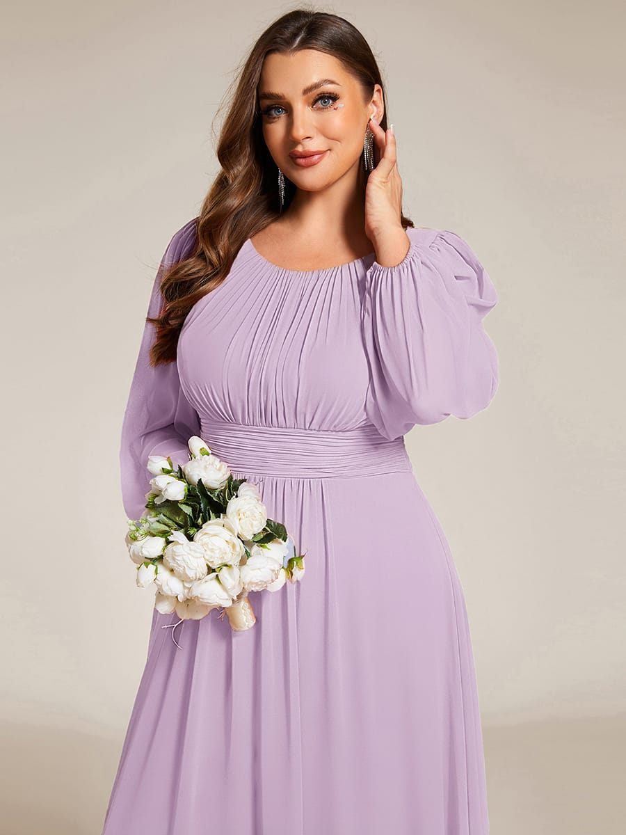 ever CELESTE|Chiffon Long Sleeve Pleated Floor Length Dress