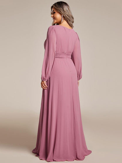 ever CELESTE|Chiffon Long Sleeve Pleated Floor Length Dress