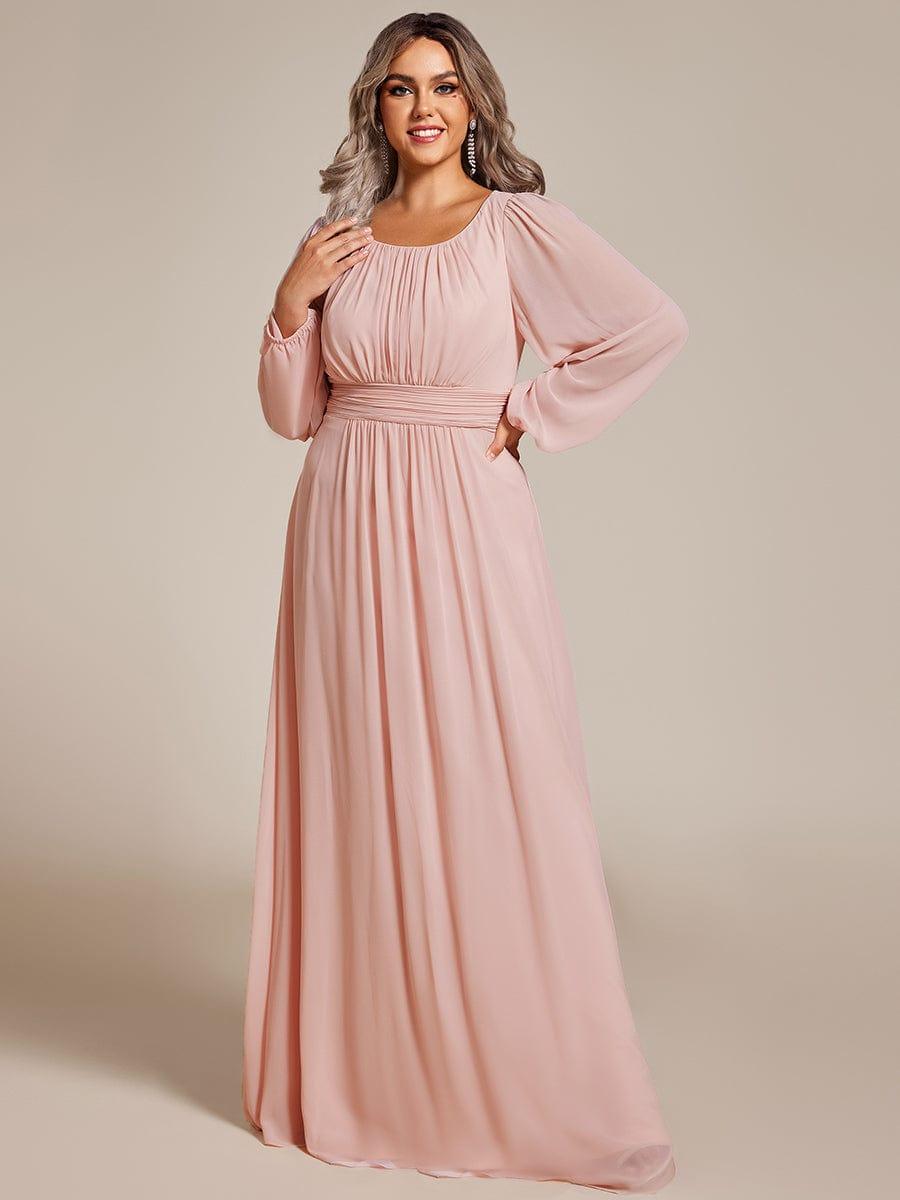ever CELESTE|Chiffon Long Sleeve Pleated Floor Length Dress