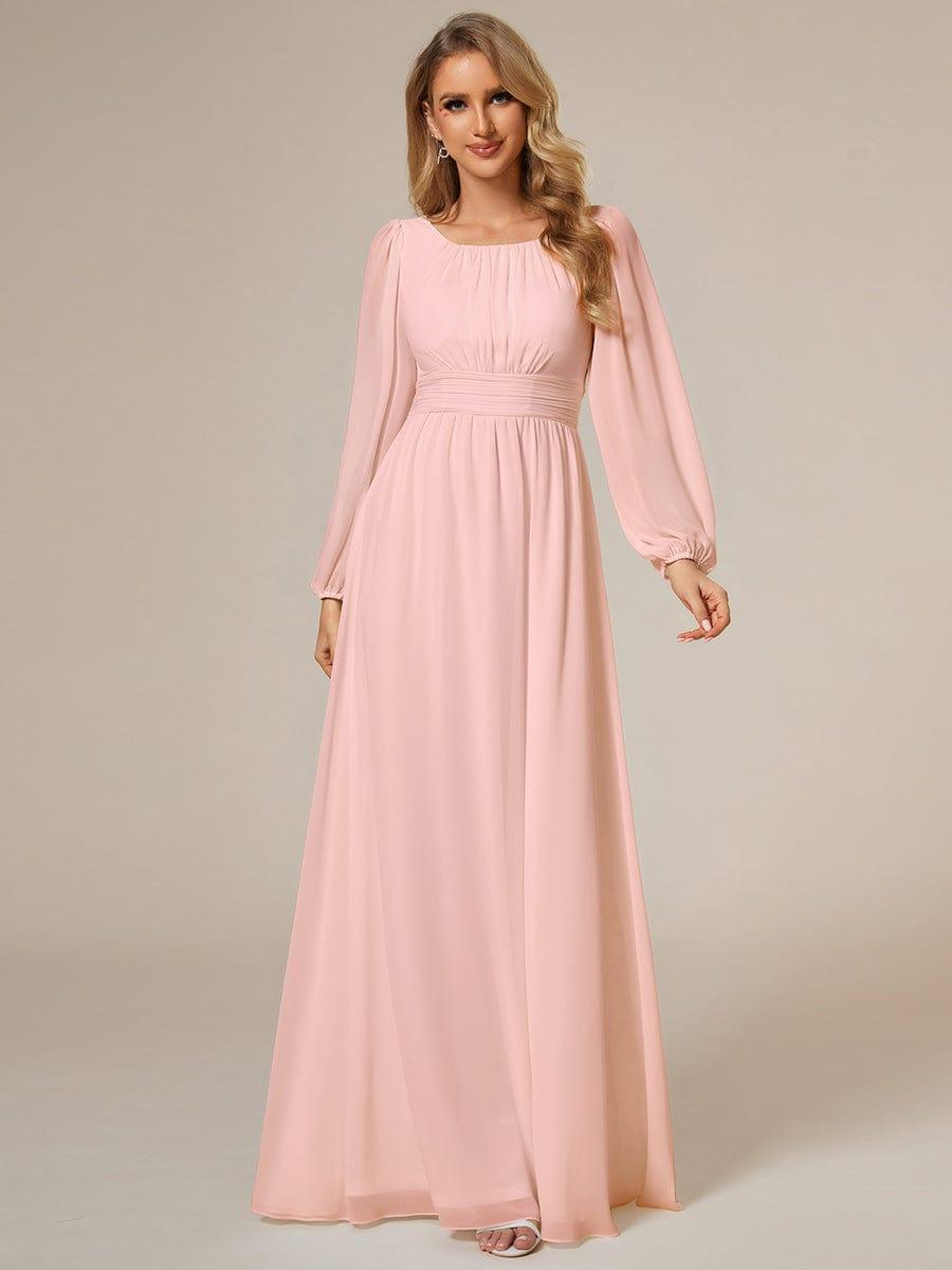 ever CELESTE|Chiffon Long Sleeve Pleated Floor Length Dress