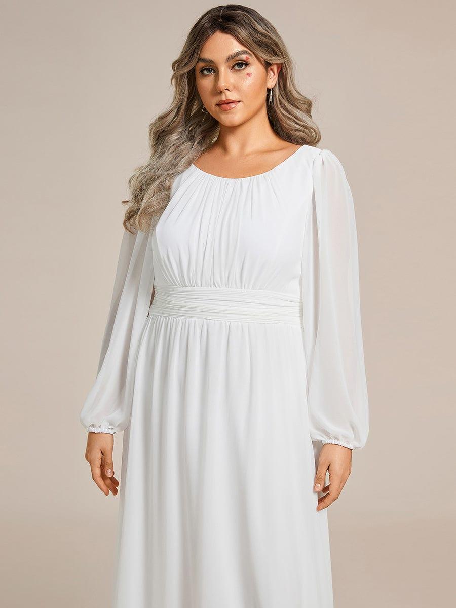 ever CELESTE|Chiffon Long Sleeve Pleated Floor Length Dress