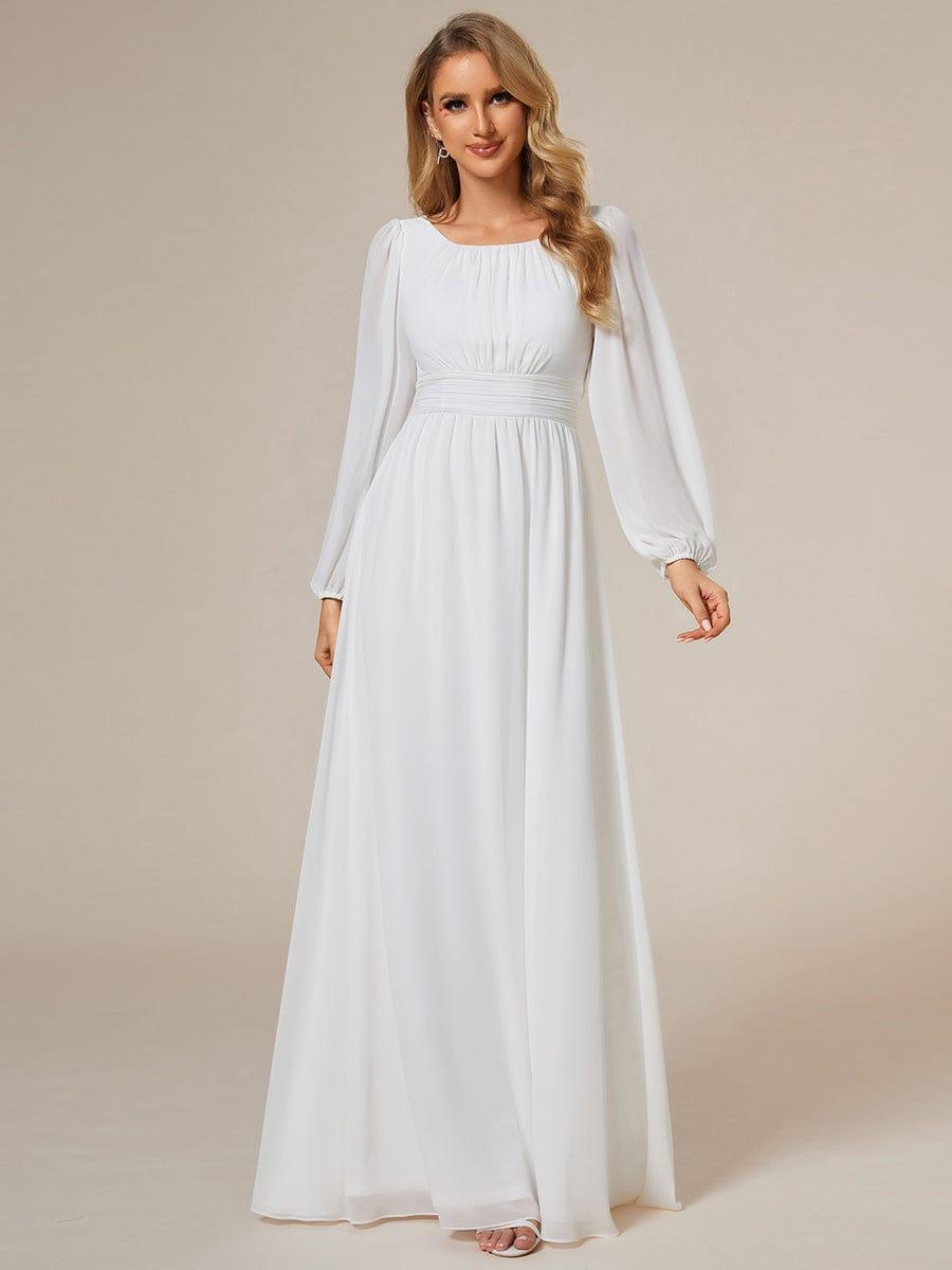ever CELESTE|Chiffon Long Sleeve Pleated Floor Length Dress