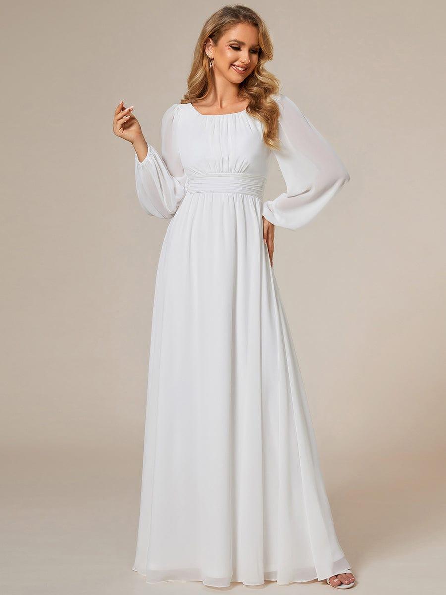ever CELESTE|Chiffon Long Sleeve Pleated Floor Length Dress